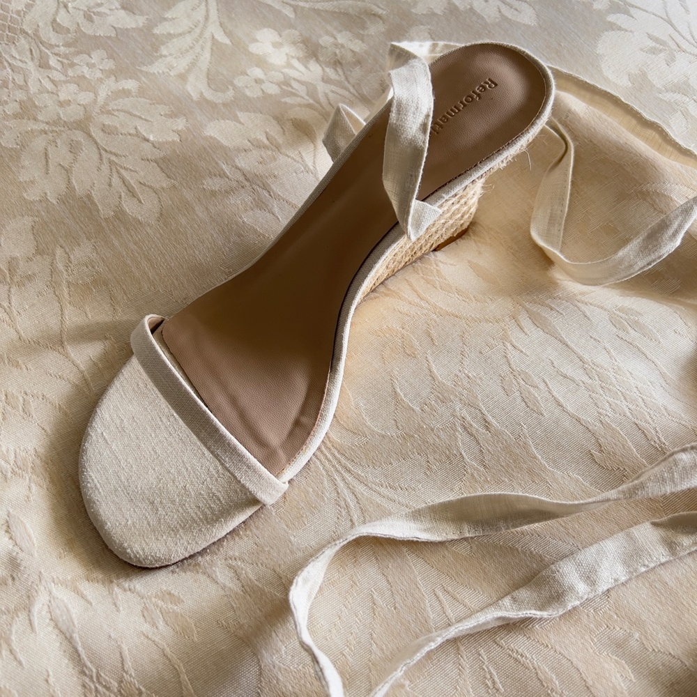 Reformation Alessa Linen Espedrille Wedges | NWOT